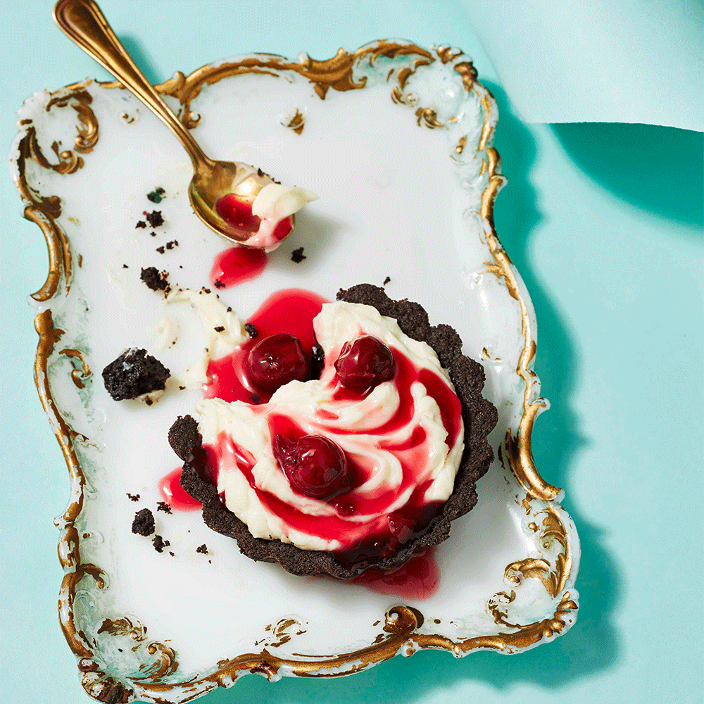 Cannabis-Infused Black Forest Cheesecake Tarts