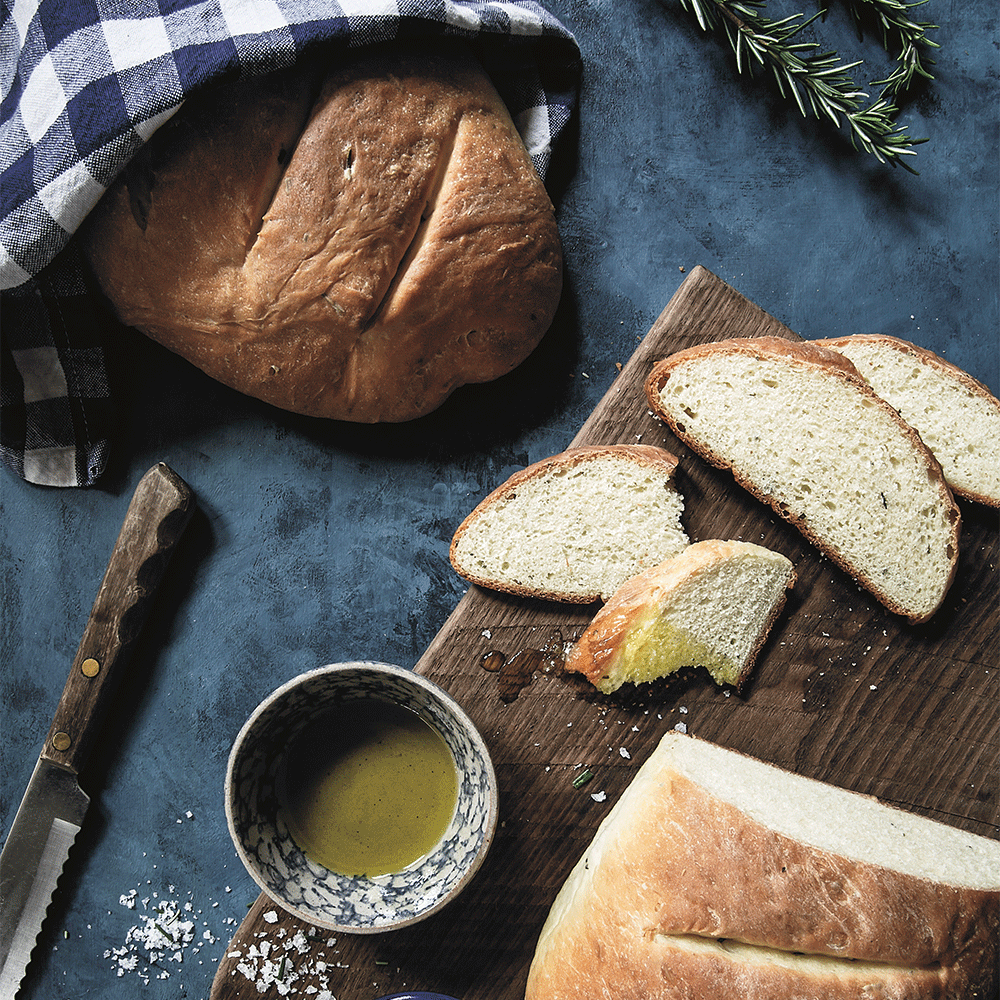 Homemade Bread Loaf with Olive Oil