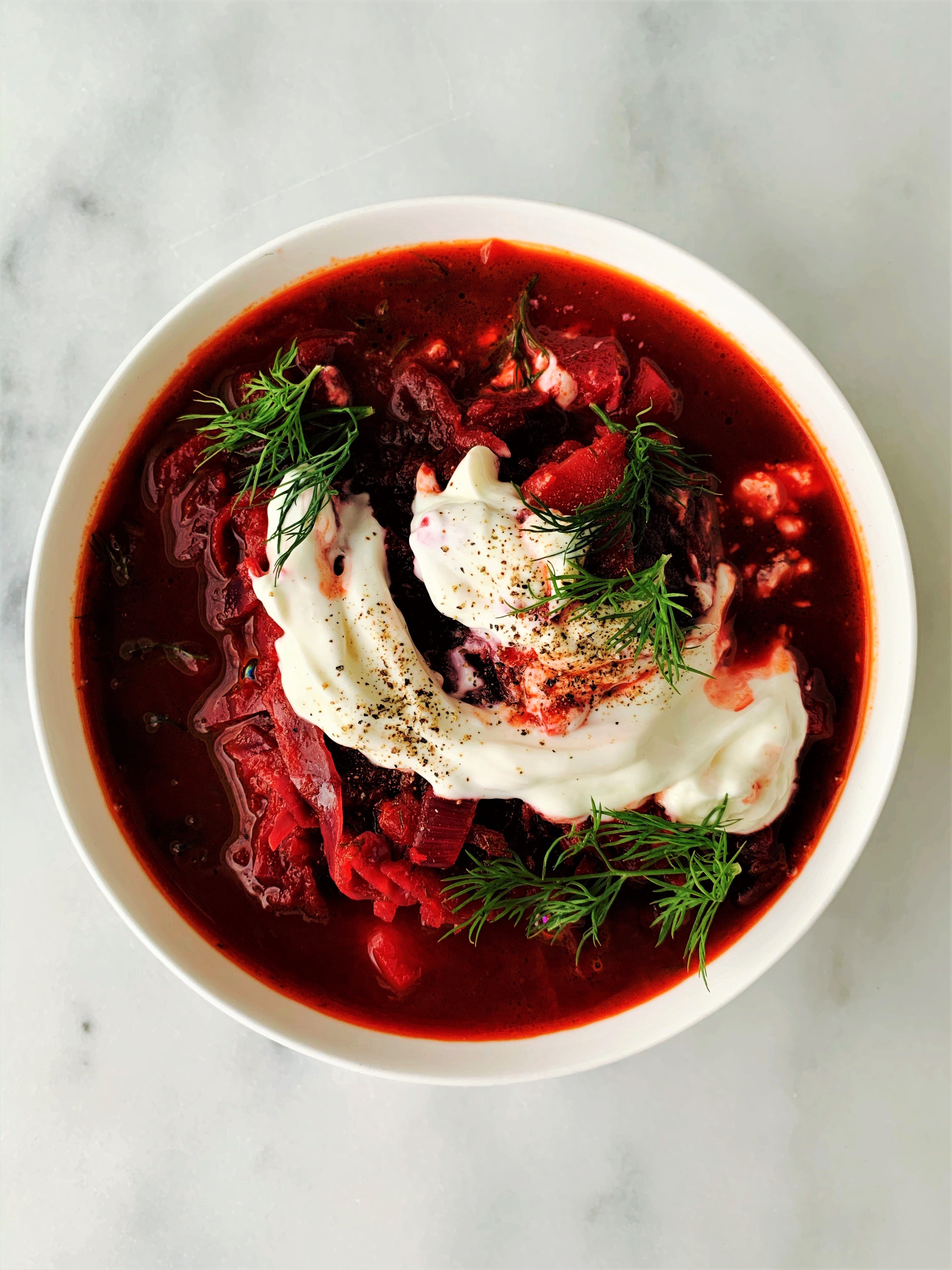 Recipe for Beet Borscht with Lots of Dill